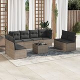Maison Chic Seti vrtnega pohištva - Vrtna garnitura - Vrtni pohištvo set 9-delna z blazinami siv poli ratan, (21797834) | Shoptok.si