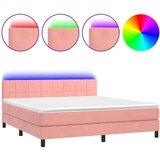  Box spring s madracem LED ružičasti 180x200cm baršunasti | shoptok.hr