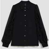 Marisse Black Shirt With Ruffles On The Sleeves | Shoptok.si
