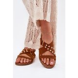 Boto Women's Flat Sandals With Golden Studs Camel Zanira | Eponuda.ba