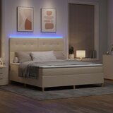  LED Box Spring Krevet s uzglavljem Krema 180 x 200 cm tkanina | Eponuda.com