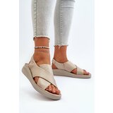 Kesi Zazoo Women's leather sandals, beige cene