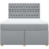 vidaXL Box spring postelja z vzmetnico svetlo siva 140x200 cm blago | Shoptok.si