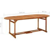  Vrtni blagovaonski stol 220 x 90 x 75 cm masivno bagremovo drvo | shoptok.hr