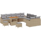  Set vrtnih sofa od 13 komada s jastučićima bež poliratan akacija 2-sjedeća vrtna sofa s jastučićima bež poliratan 3-komponentn | shoptok.hr