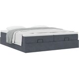 vidaXL Otomanski posteljni okvir z vzmetnicami siv 200x200cm žamet | Shoptok.si