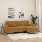  Trosjed s tabureom smeđi 180 cm baršunasti | shoptok.hr