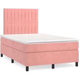  Krevet box spring s madracem LED ružičasti 120x190cm baršunasti | shoptok.hr