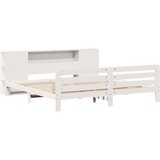 vidaXL Posteljni okvir brez vzmetnice bel 200x200 cm trdna borovina | Shoptok.si