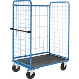eurokraft pro nivojski voziček, z žičnato mrežo na treh straneh, nakladalna površina dxš 940 x 630 mm, nosilnost 500 kg, kolesa iz polne gume | Shoptok.si
