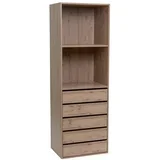 Odprta modularna garderobna omara v hrastovem dekorju v naravni barvi 60x180x45 cm Modular –