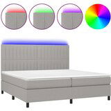  Box spring postelja z vzmetnico LED sv. siva 200x200 cm blago, (20929876) | Shoptok.si