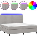  Krevet box spring s madracem LED svjetlosivi 200x200 cm tkanina | shoptok.hr