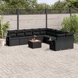 vidaXL 11-dijelni set vrtnih sofa od poliratana s jastucima crni | shoptok.hr