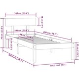 Okvir Za krevet od masivne borovine sivi 100 x 200 cm | shoptok.hr