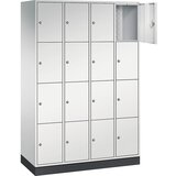 C+P Jeklena omara s predelki z zaklepanjem INTRO, višina predelka 435 mm, ŠxG 1220 x 500 mm, 16 predelkov, korpus svetlo siv, vrata svetlo siva | Shoptok.si