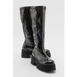 LuviShoes AMARONTE Black Patent Leather Thick Sole Women's Boots Cene