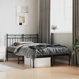 Maison Chic Kovinski Posteljni okvir - Dvoposteljna postelja - Zakonska postelja z vzglavjem črn 120x200 cm, (21692755) | Shoptok.si