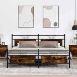 Maison Chic Kovinski posteljni okvir - Dvoposteljna postelja - Zakonska postelja brez vzmetnice dimljen hrast 200x200cm-J27, (21761842) | Shoptok.si