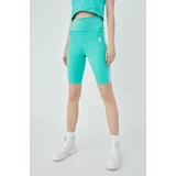 Adidas Kratke hlače Adicolor za žene, boja: zelena, s aplikacijom, visoki struk, HE9503-HIREGR