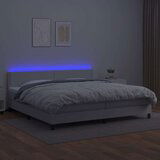  Box spring postelja z vzmetnico LED bela 200x200cm umetno usnje, (20726453) | Shoptok.si