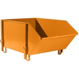 eurokraft pro Zaboj iz jeklene pločevine, prostornina 1 m³, brez preklopne lopute, rumeno oranžen | Shoptok.si