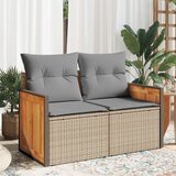 Maison Chic Vrtni kavč - Zunanji kavč z blazinami 2-sedežni bež poli ratan, (22043888) | Shoptok.si