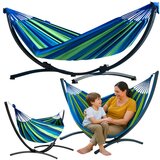 Lean Toys Vrtna viseča mreža z okvirjem za dve osebi, zelena in modra, 200x120 | Shoptok.si
