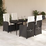 vidaXL 5-dijelni vrtni blagovaonski set s jastucima od poliratana crni | shoptok.hr