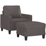  Fotelja s tabureom siva 60 cm od umjetne kože | shoptok.hr