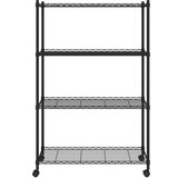 vidaXL 4-nadstropni regal s kolesi 90x35x142 cm črn 200 kg | Shoptok.si