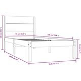  Okvir za krevet od masivnog drva 90 x 190 cm jednokrevetni | shoptok.hr