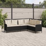  Vrtna sofa L-oblika s jastucima crna od poliratana | shoptok.hr
