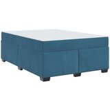  Posteljni okvir z vzmetnico Temno modra 140 x 200 cm Žamet | Shoptok.si