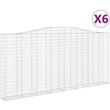 vidaXL Obokane gabion košare 6 kosov 400x30x180/200cm pocinkano železo, (21000156) | Shoptok.si