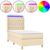  Krevet box spring s madracem LED krem 100x200 cm od tkanine | shoptok.hr
