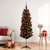  Umjetno usko božićno drvce s kuglicom 150 cm 150 LED lampica - 150 cm s LED-ima i crvenim lopticama | shoptok.hr