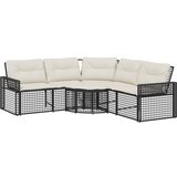 Maison Chic Vrtni kavč - Zunanji kavč z blazinami in stolčkom za noge črn poli ratan, (22043568) | Shoptok.si