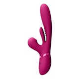 VIVE Kura Thrusting G-Spot Vibrator with Flapping Tongue and Pulse Wave Stimulator Pink Cene