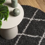  Čupavi tepih PAMPLONA visoka vlakna moderni crni-krem Ø 280 cm | Eponuda.com
