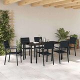  Vrtni set za objed 7 pcs Crna Čelik s prahom premazan - 6 sjedala 160 cm | shoptok.hr