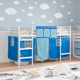  Krevet na kat za djecu s zavjesama Bijela i Plava 90 x 190 cm | shoptok.hr
