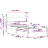  Krevetni okvir s tapiciranim uzglavljem Tamno siva 75 x 190 cm | shoptok.hr