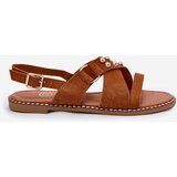 Boto Women's Flat Sandals With Golden Studs Camel Zanira | Eponuda.ba