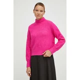 Samsoe Samsoe Vuneni pulover za žene, boja: ružičasta, lagani, s poludolčevitom