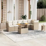 Maison Chic Seti vrtnega pohištva - Vrtna garnitura - Vrtni pohištvo set 7-delna z blazinami bež poli ratan, (21801317) | Shoptok.si