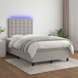 Krevet box spring s madracem LED svjetlosivi 120x200 cm tkanina Cijene