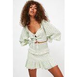 Trendyol Ecru Flower Patterned Ruffle Detailed Bottom-Top Set | Shoptok.si