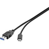 Renkforce USB 3.1 (gen. 2) [1x USB 3.2 gen. 2 vtiča A (USB 3.1) - 1x moški konektor USB-C] 0.5 m črna pozlačeni konektorji USB kabel USB 3.2, (20415965) | Shoptok.si