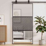 vidaXL Drsna vrata Črna 102.5 x 205 cm Kaljeno steklo in aluminij | Shoptok.si